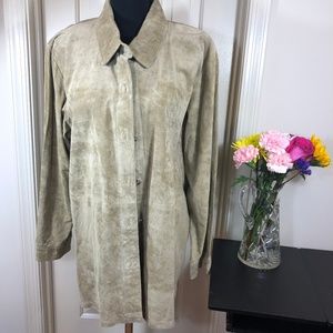 Brandon Thomas 2X 100 % suede long sleeve shirt